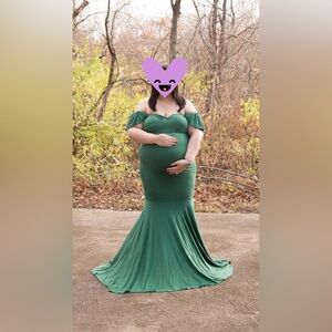 Emerald green maternity or engagement or special event dress MID to PLUS size
